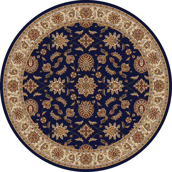 Blue Italian Bordered European Floral Area Rug Round 1592 – Aprx 5′ 3″ x 5′ 3″