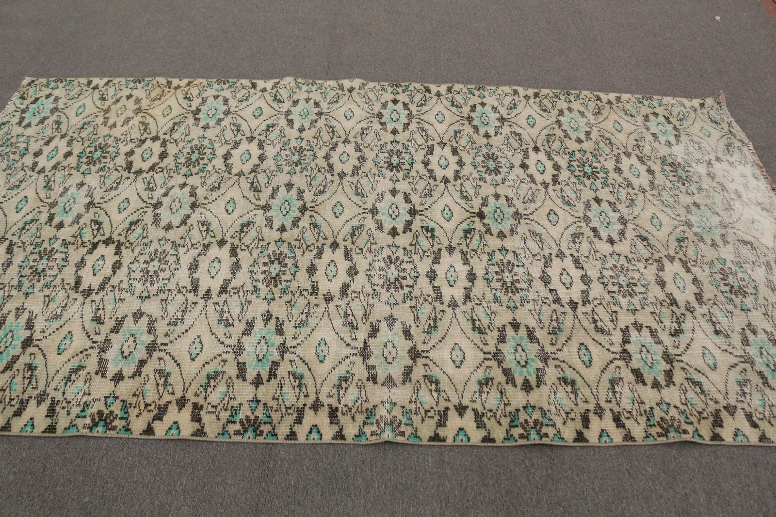 4,8×8,5 ft Turkish Vintage Rug, Large Rug, Blue Wool Rug