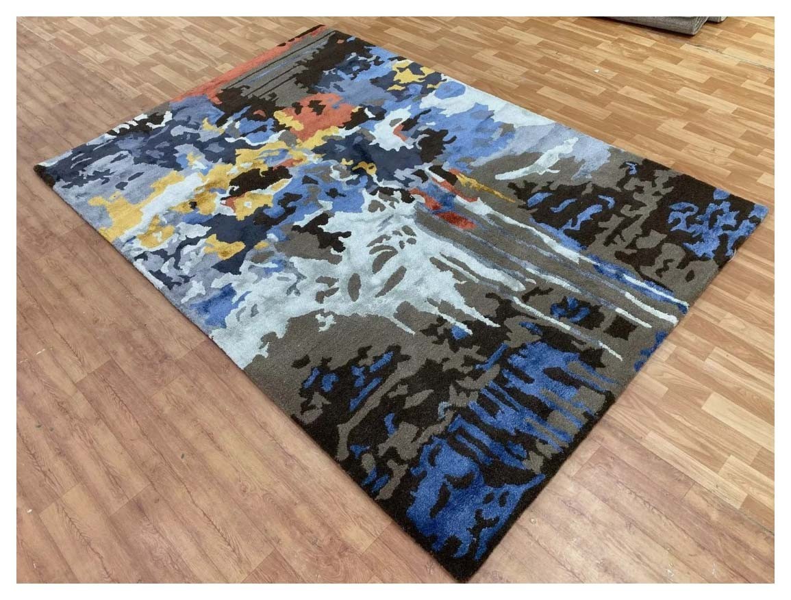 Modern Hand Tufted Rug Multicolor Wool Viscose Carpet Large Living Room Bedroom