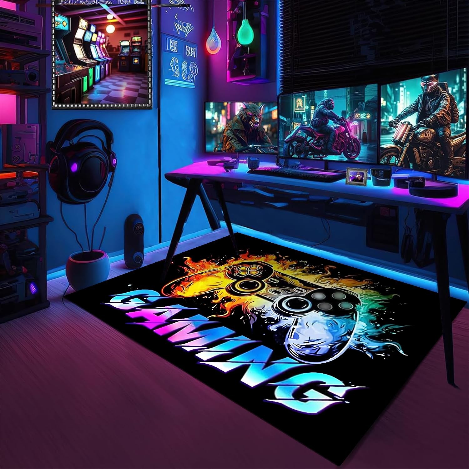 Gaming Area Rug for Game Enthusiasts – 3D Transparent Gamepad Design, Soft An…