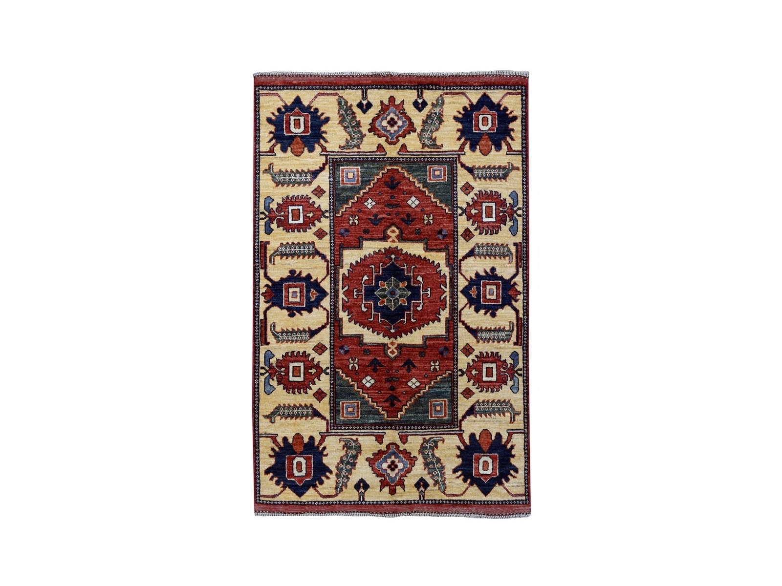 3’5″ x 4’9″ Pure Wool HandKnotted Tribal Oriental Rug R51301