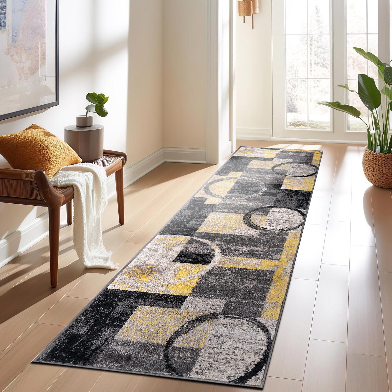 Rugshop Runner Rugs Abstract Circle Yellow Carpet Kitchen Rugs and Runners 2×7