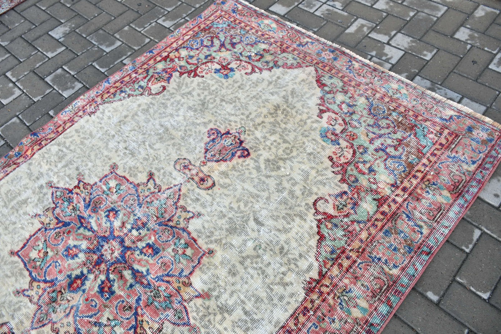 Turkish Rug, Area 4,9×8,1 ft Vintage Rug, Red Oriental Wool Rug