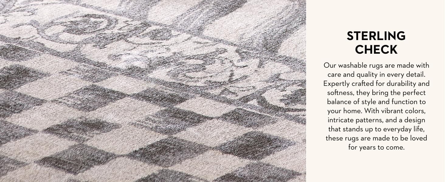 Washable Rug, Decorative Indoor Rug, 2′ x 3′, Pink-and-White Rosy Checkered
