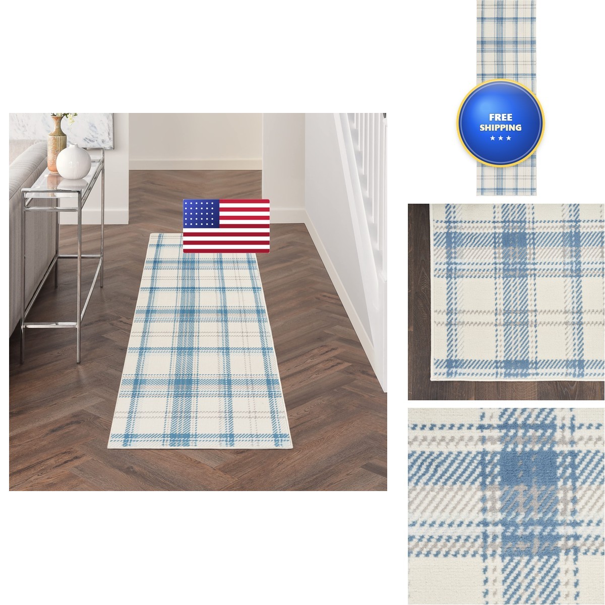 Nourison Home Grafix Ivory Blue 23 X 76 Area Rug – Non Shedding Bed Room
