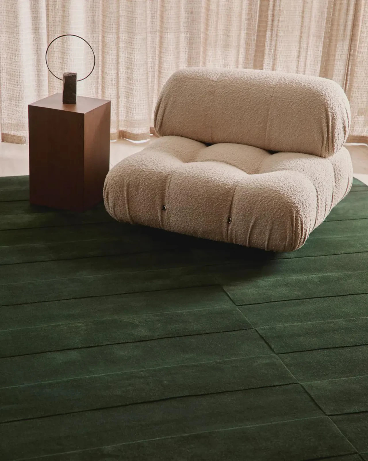 Handmade Deep Green Wool Area Rug Modern Soft Carpet Living Room Bedroom Home