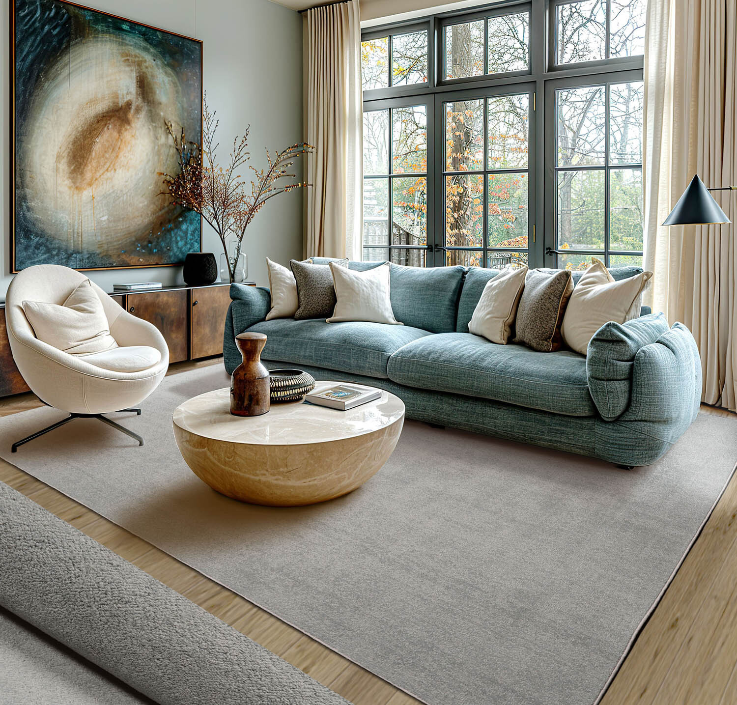 LoomBloom Multi Sizes Light Blue Hand Tufted Textured New Zealand Wool Area Rug