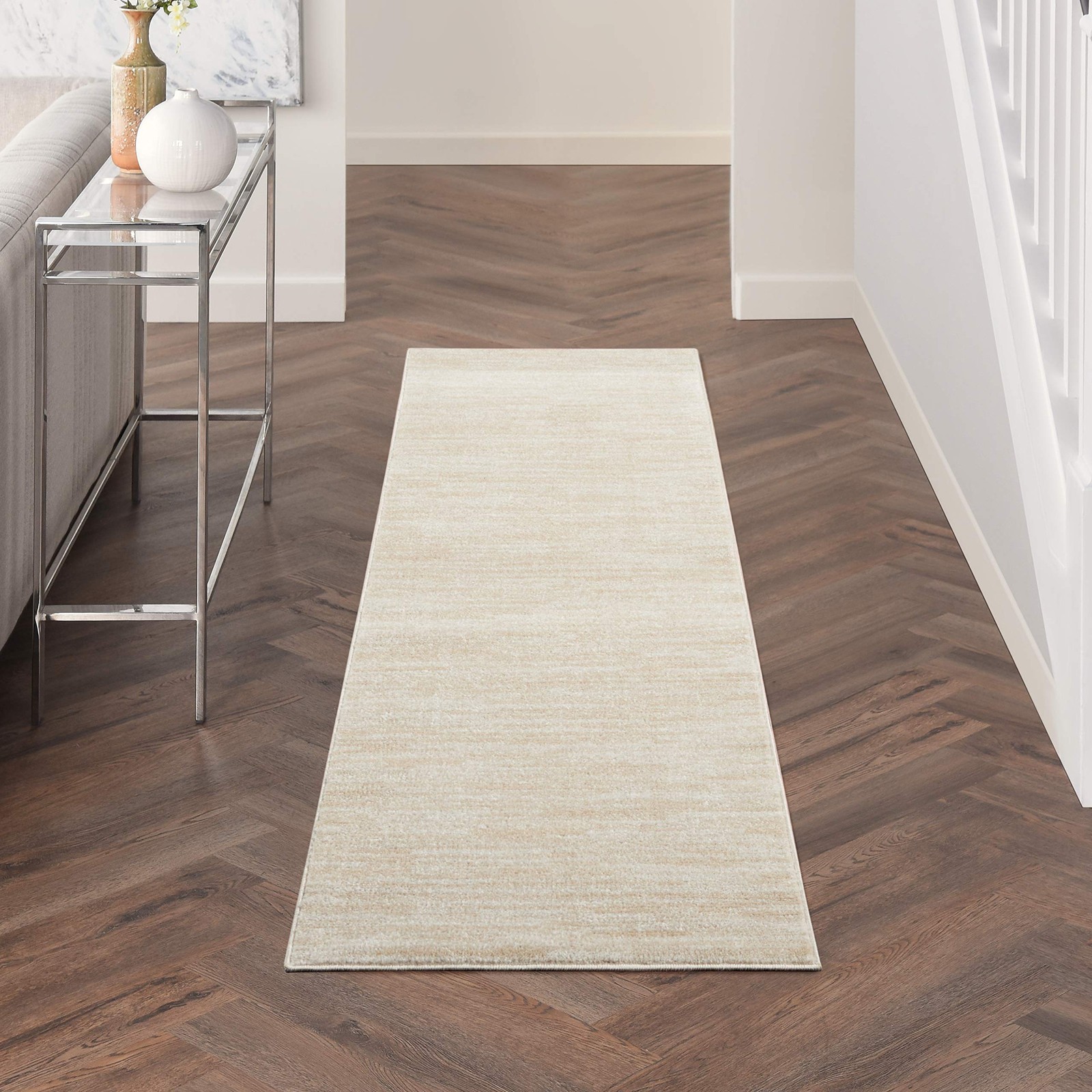 Home Essentials Ivory Beige 2’2″ x 10′ Area Rug – Easy Clean, Non Shedding, B…