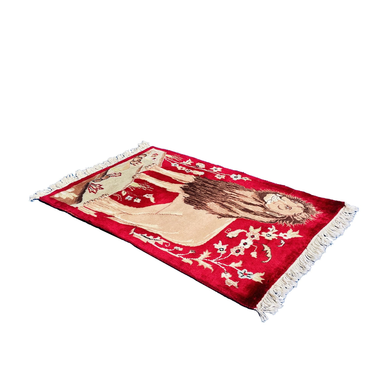 Area Rug Lion Jungle King Hand Knotted Wool Silk Indoor Home Carpet (3.0 x 2.0)’