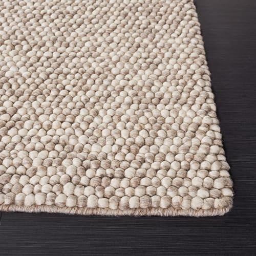 Handmade Wool Blend Area Rug 3×5 – Beige Textured Design for Living Room, Bedroo
