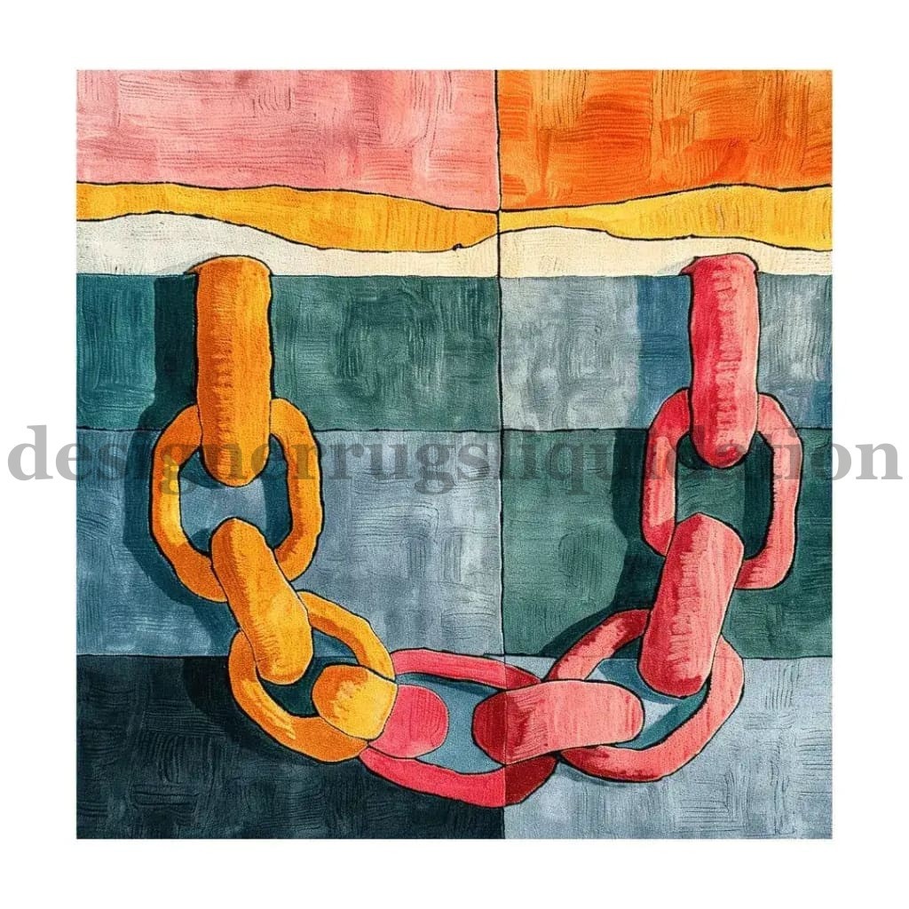 Modern Abstract Geometric Square Area Rug Hand Tufted Wool Contemporary Rug