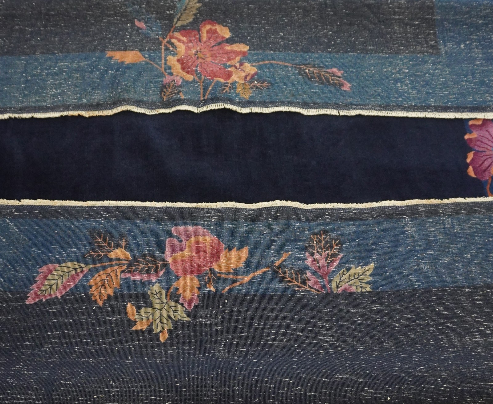 8′ x 9’8″ Antique Art Deco Chinese Hand Knotted Wool Blue Oriental Rug Excellent