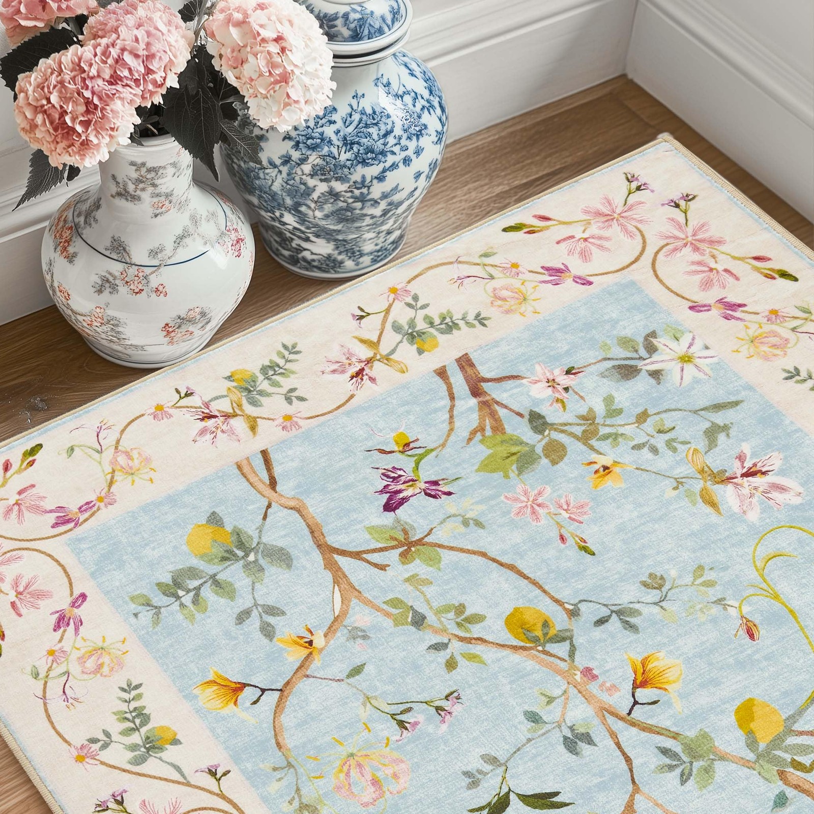 Floraison Hallway Runner 2×6 Multi Floral Soft Machine Washable Rug Non Slip …
