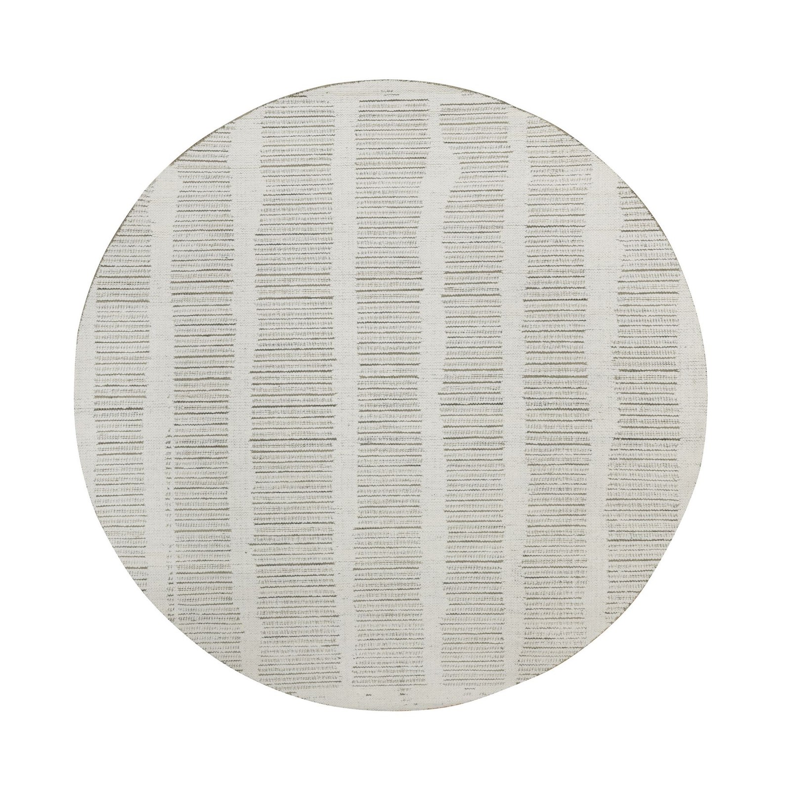 7’9″x7’9″ Ivory Natural Wool Round Rug Hand Woven Flat Weave with Pile R91728
