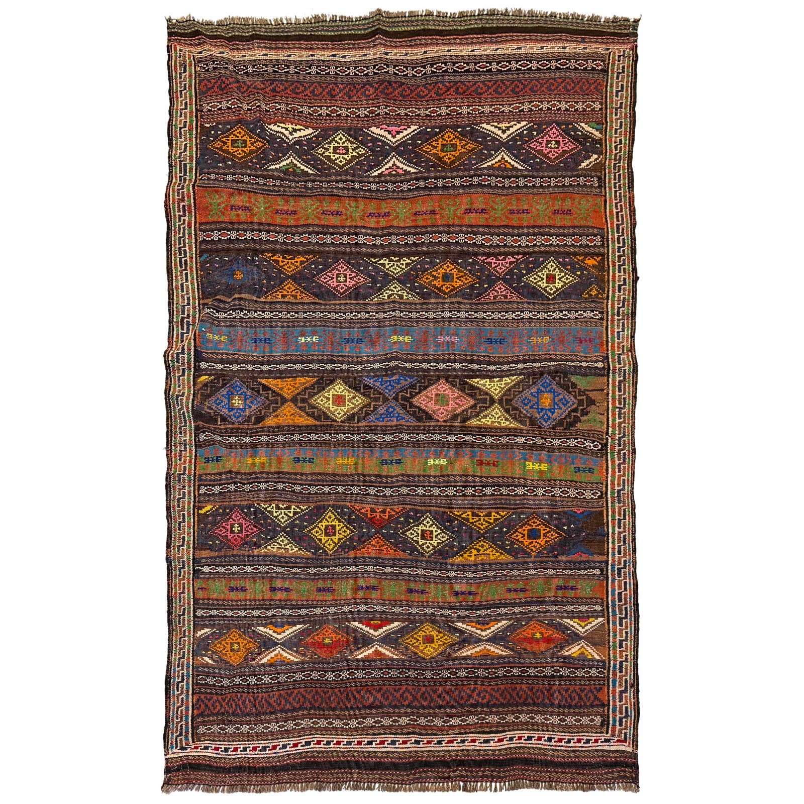 Turkish Flat Weave Handmade Traditional Rug 4’6×6’2 Afghan Wool Kilim Rug G23631
