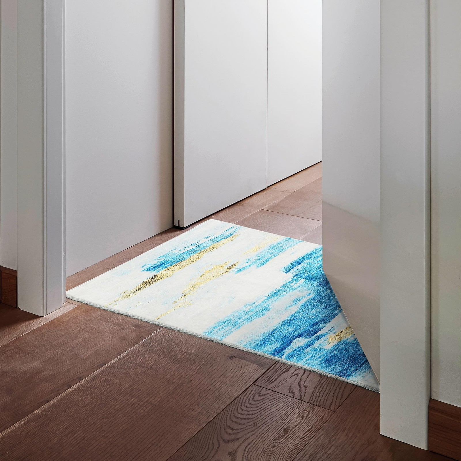 Carvapet 3×5 Area Rug – Sky Blue Modern Abstract Carpet Washable Low Pile, No…
