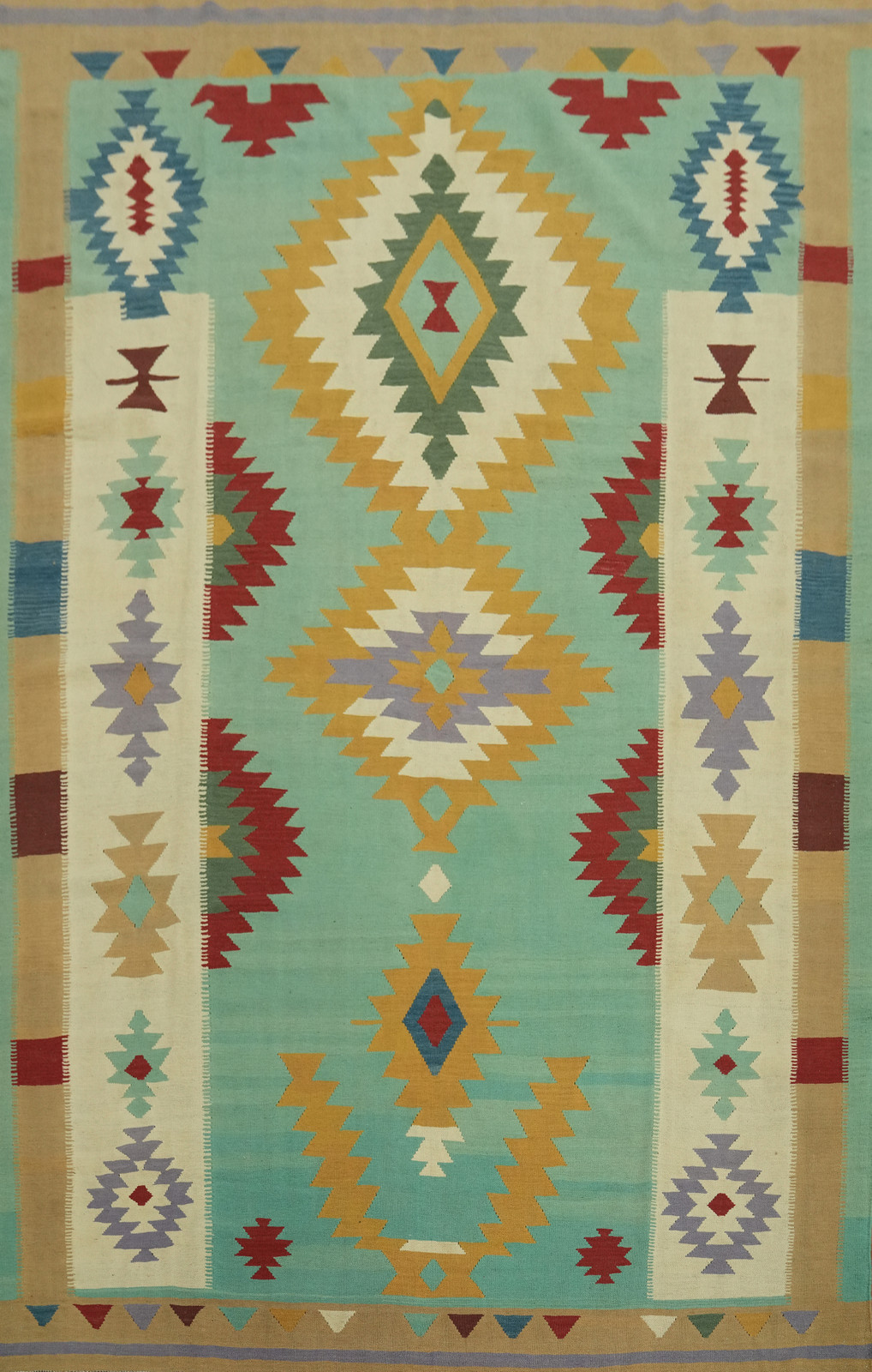 Southwestern Geometric Kilim Oriental Reversible Rug 9×12 ft Flat-weave Carpet