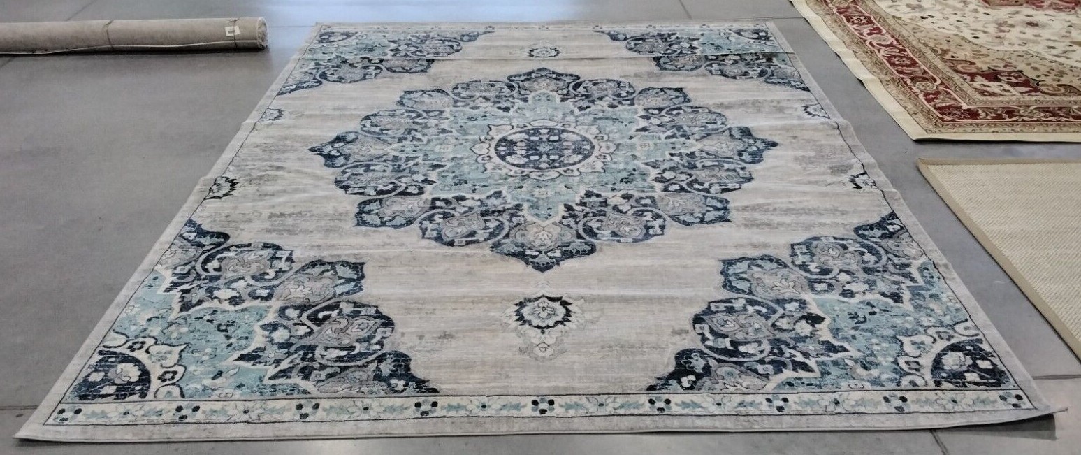 NAVY / LIGHT GREY 10′ X 13′ Flaw in Rug, Reduced Price 1172717871 BNT849M-10