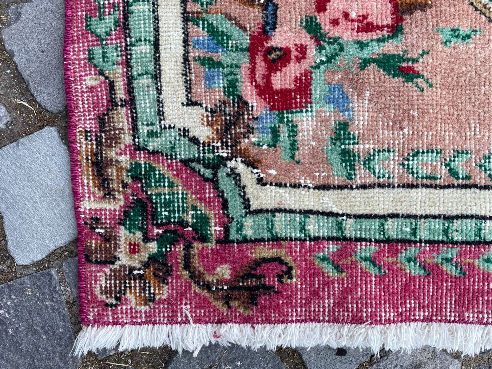 Bohemian Area Rug Handmade Wool Rug Turkish Vintage Traditional Rug 3,7 x 6,8 ft
