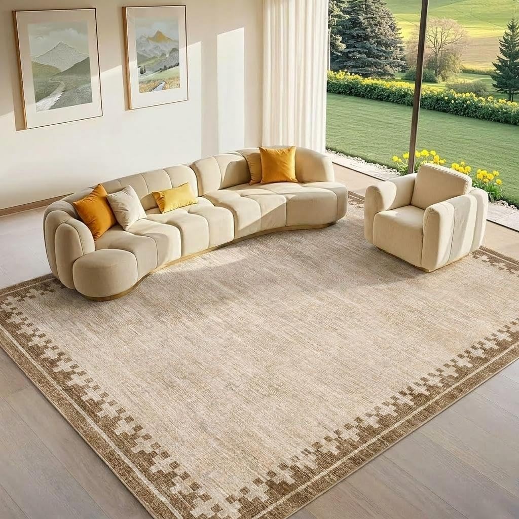 Cross Bordered Washable Rug 5×7 for Living Room Farmhouse Modern Geometric Lo…