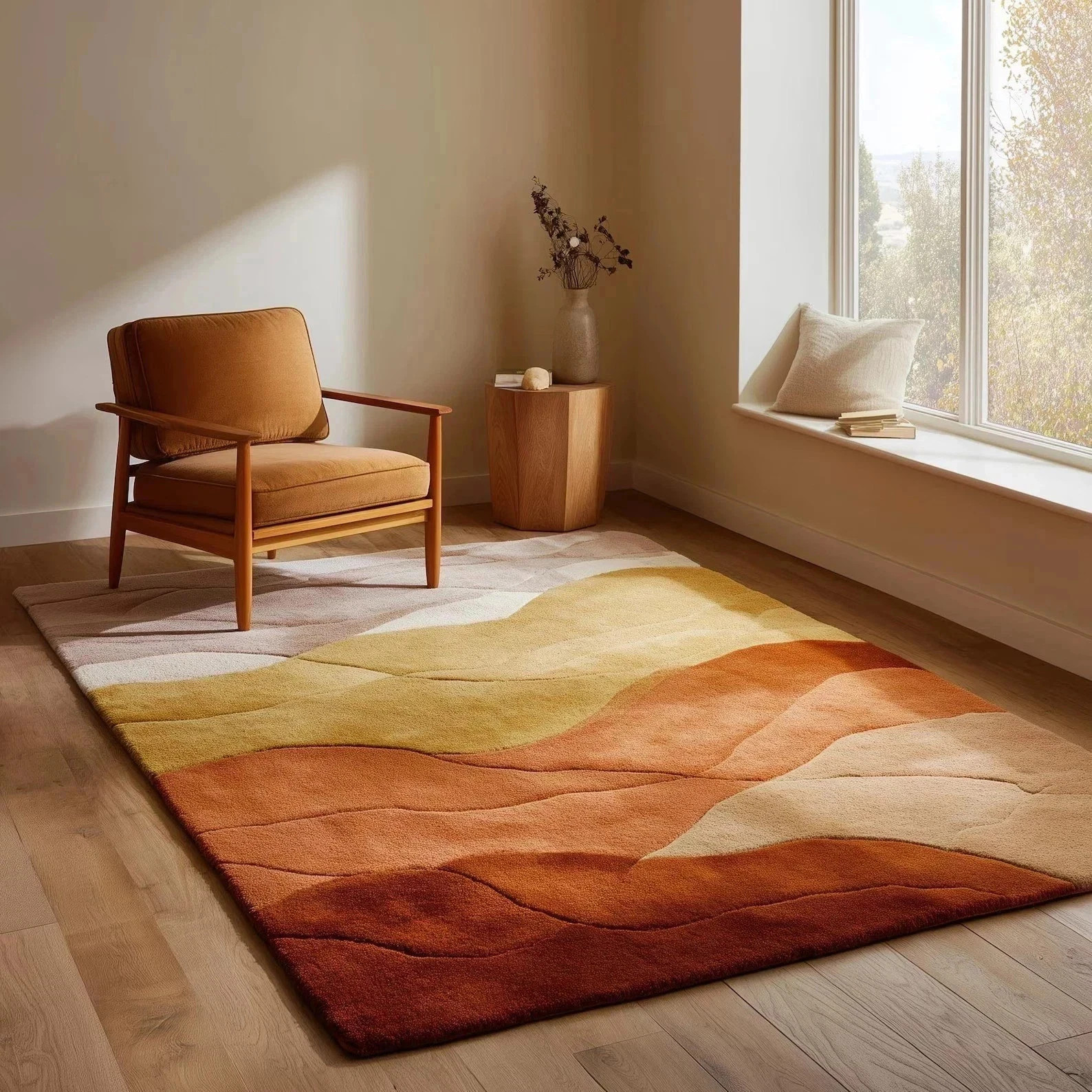 Modern Abstract Hand Tufted Wool Rug Multicolor Nordic Design Large Area Carpet
