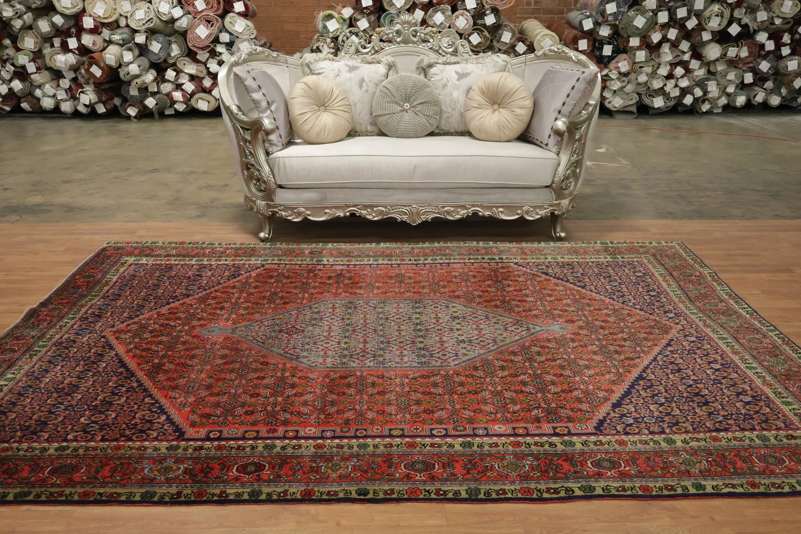 Vintage Geometric Area Rug 7×11 Medallion Design Hand-Knotted Wool Traditional
