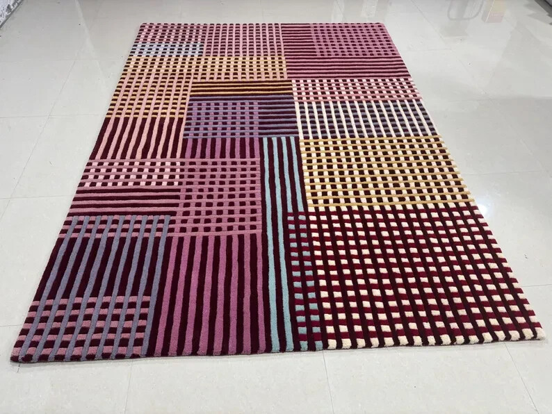 Tufted Hand Rug Area Wool Handmade Carpet Modern 100% Home For Rugs Living Room