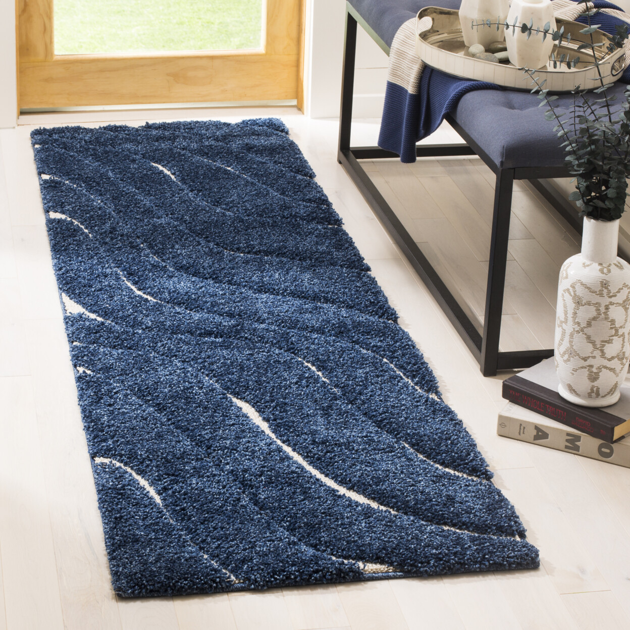 SAFAVIEH Florida Shag SG472-6511 Dark Blue / Cream Rug