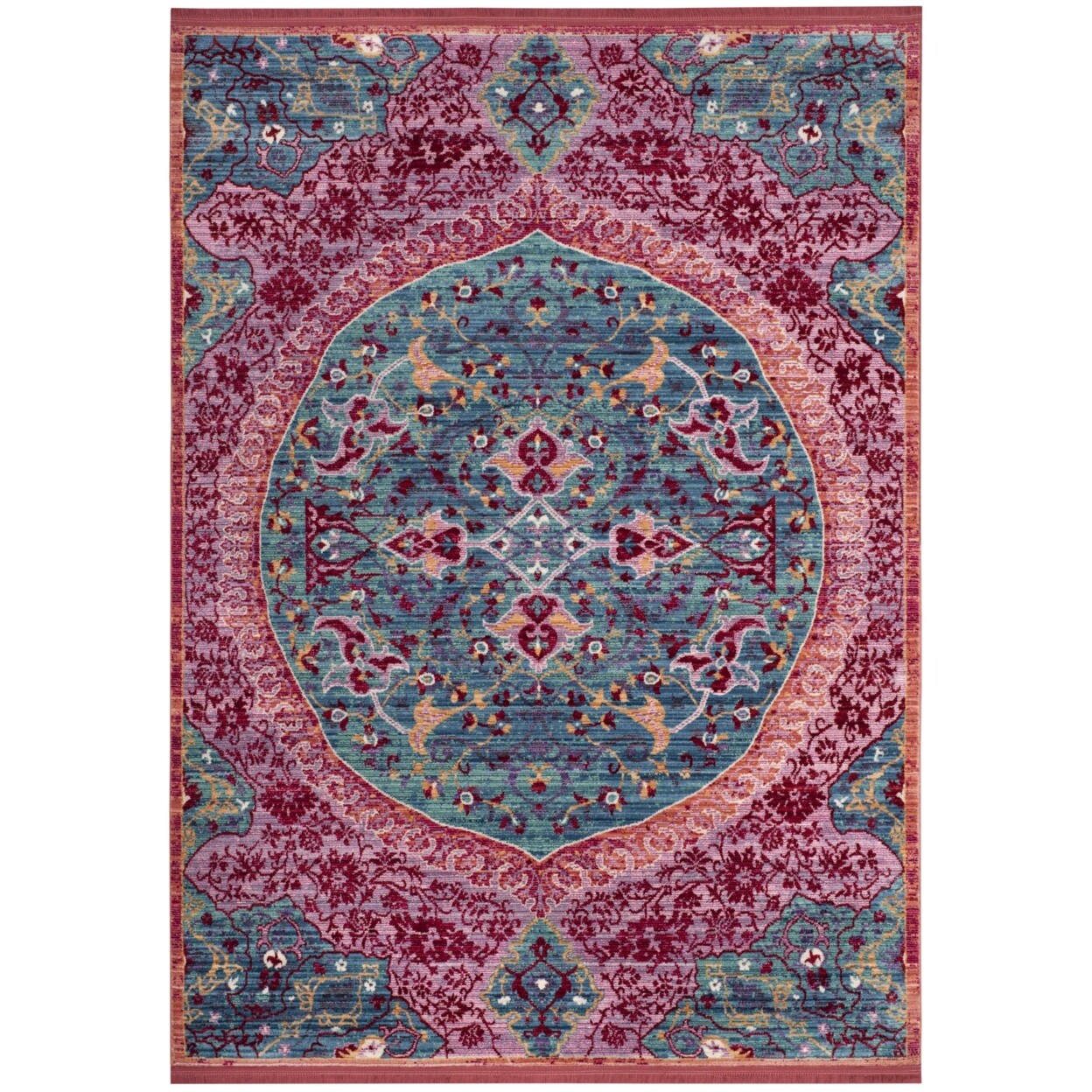SAFAVIEH Sutton SUT401B Turquoise / Fuchsia Rug