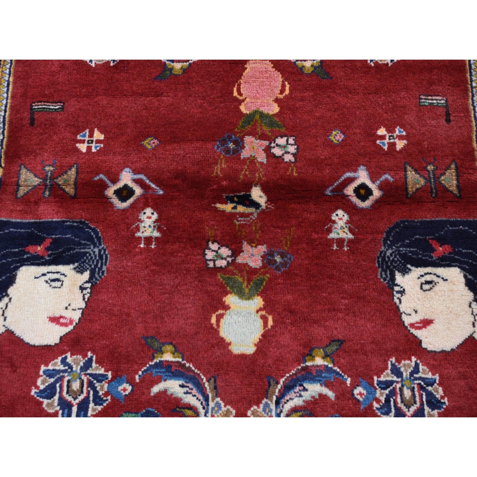 3’x4’9″ Red Zoroastrian Ardubile Pure Wool Hand Knotted Oriental Rug R87435