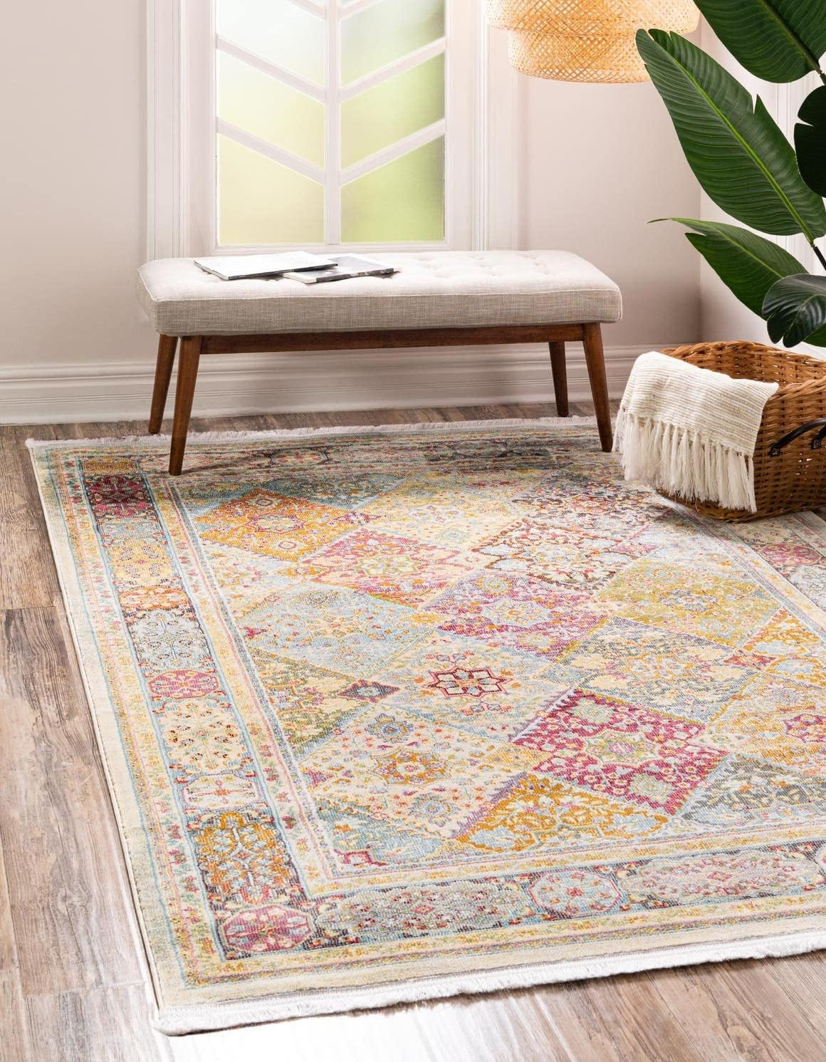 Baracoa Collection Area Rug – Marta (6′ X 9′ Rectangle, Multi/ Burgundy)