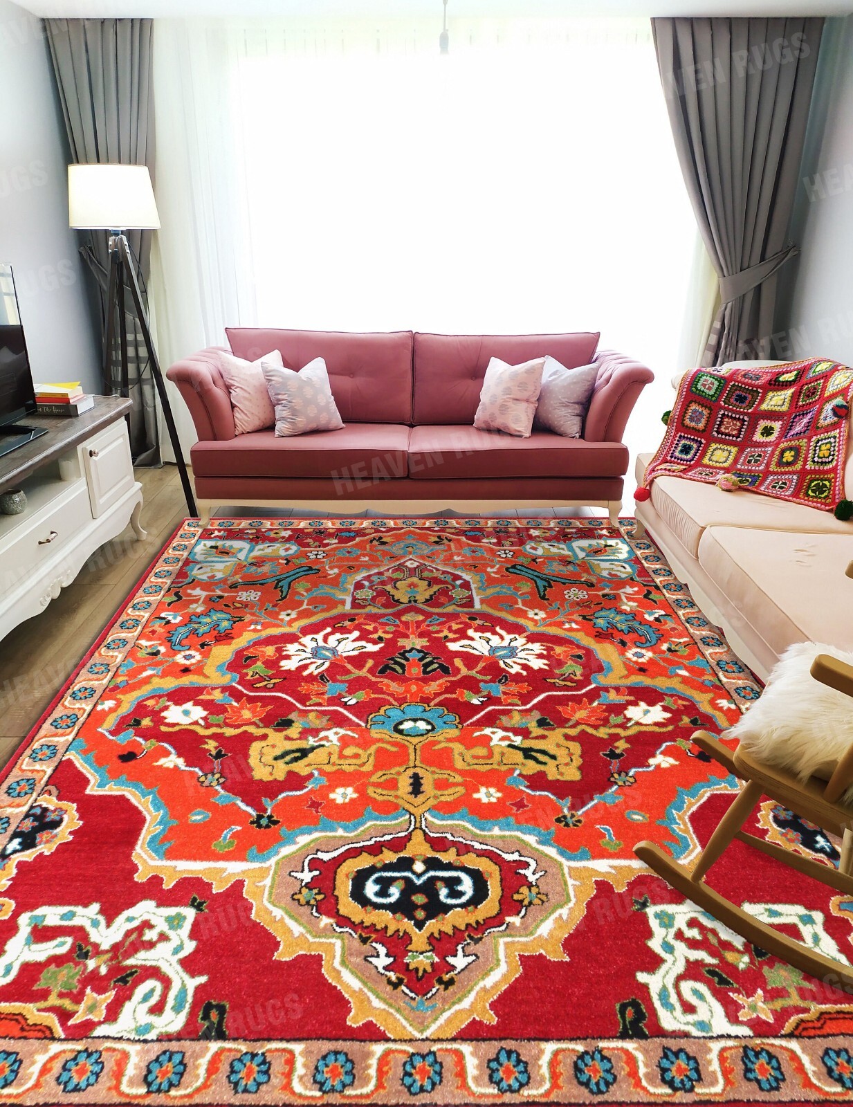 Sultanabad Red Handmade Tufted Traditional Wool Rug (No Additional Fees)