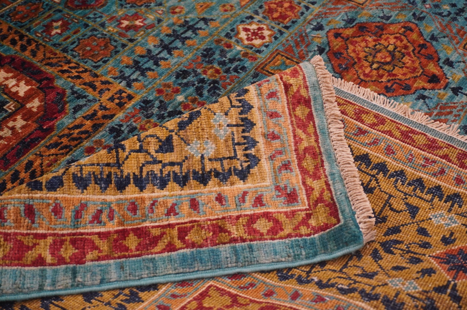 6×8 ft Blue Mamluk Afghan Hand Knotted Wool Medallion Rug