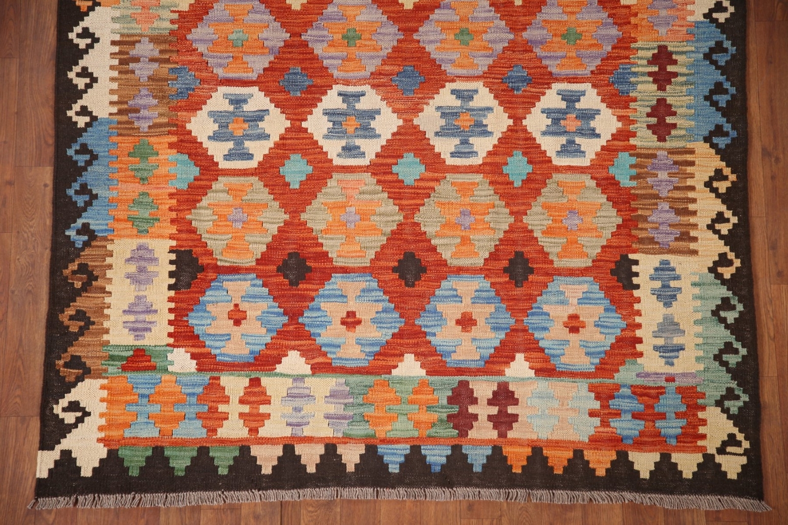 Geometric Kilim Rugs Wool Traditional Kelim Carpets 5×6 ft