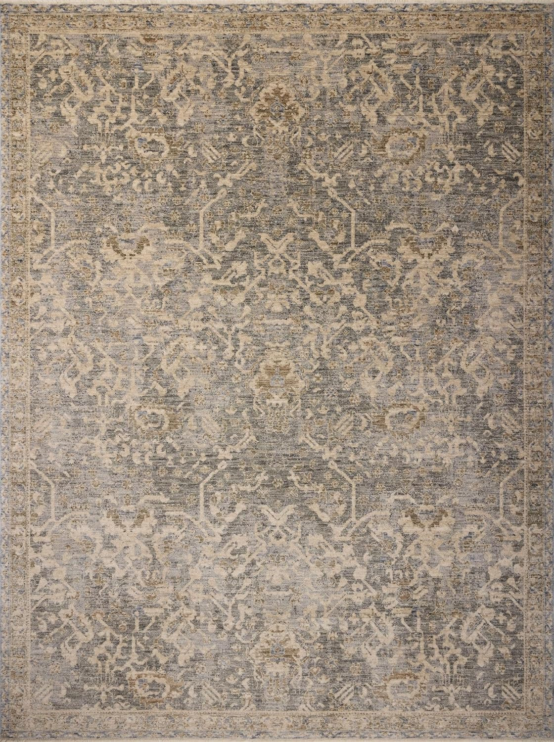 Joanna Gaines Junie Round Area Rug 5’3″ Blue/Natural, 0.38″ Pile Height