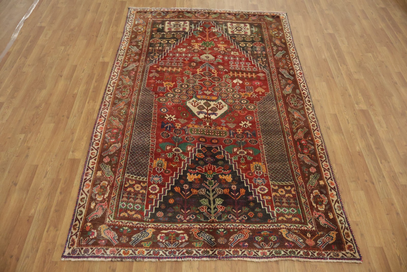 Vintage Traditional Tribal Area Rug 5×8 Wool Hand-knotted Geometric Nomad Carpet