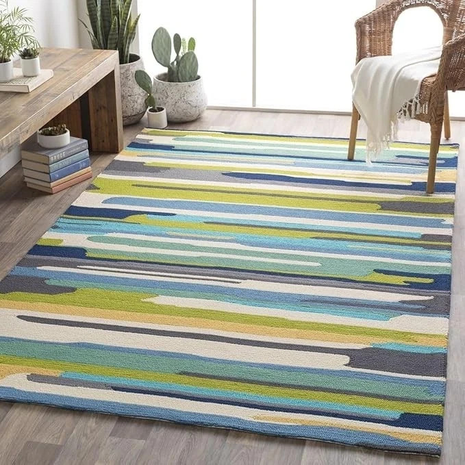 Hand Tufted Geometric Woolen Area Rugs Handmade Modern Loop Pile Home Decor Rugs