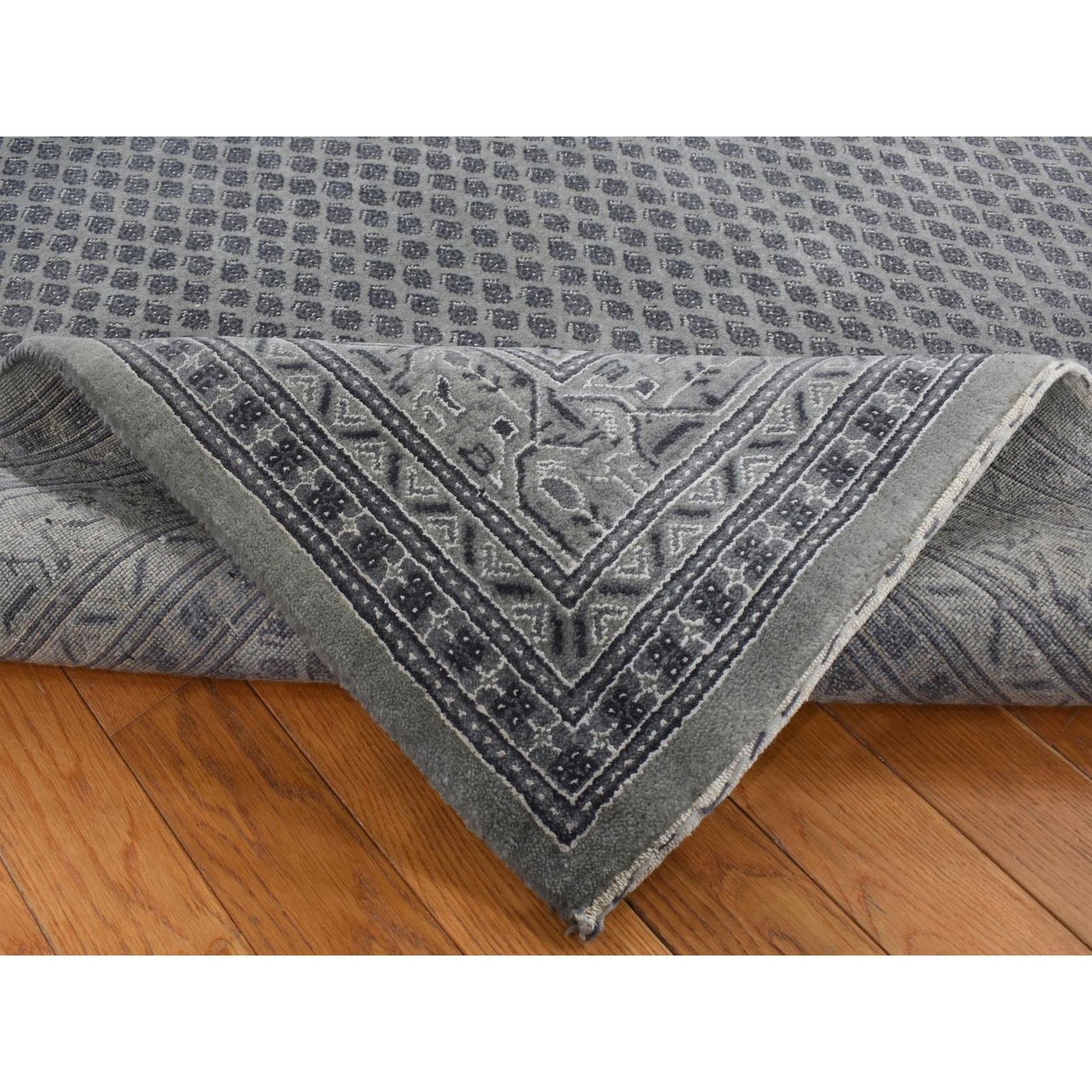 6’x9′ Battleship Gray, Saroogh Mir, Wool and Silk, Hand Knotted, Rug R80974