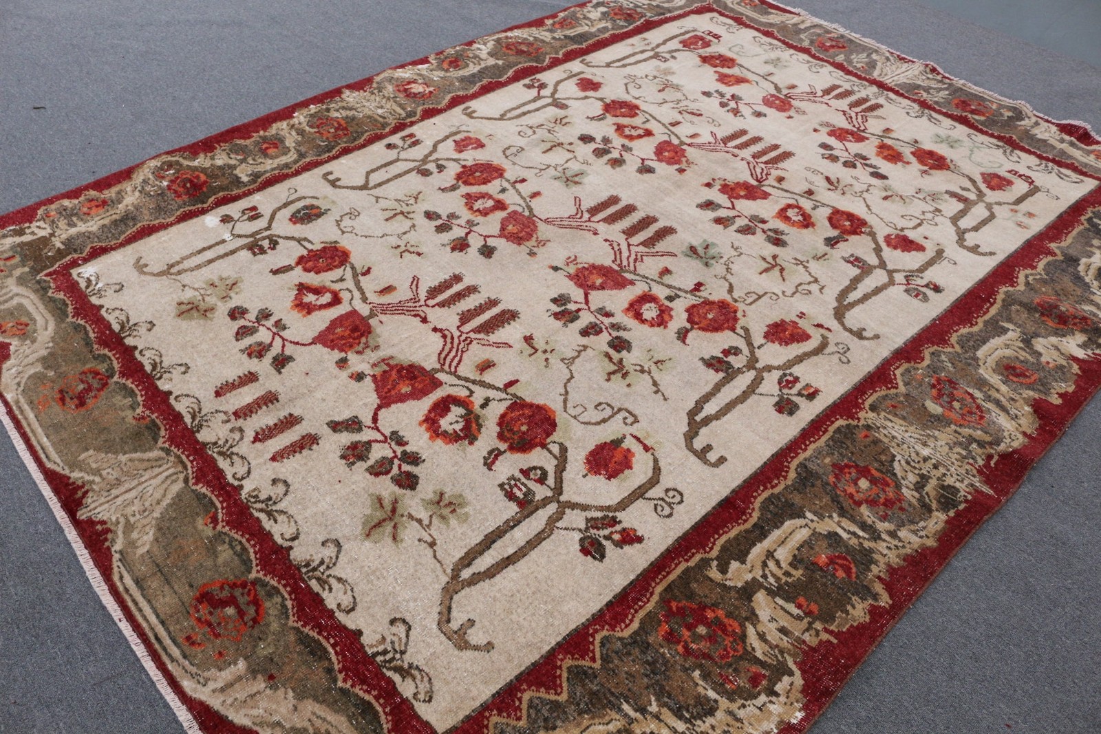 Vintage Rug 7,3×9,5 ft (221×289 cm), Red Oriental Turkish Rug