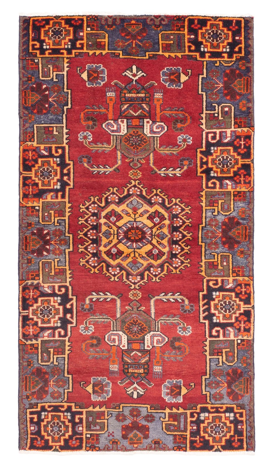 Vintage 3’11” x 7’4″ Traditional Hand Knotted Vegetable Dye Wool Area Rug