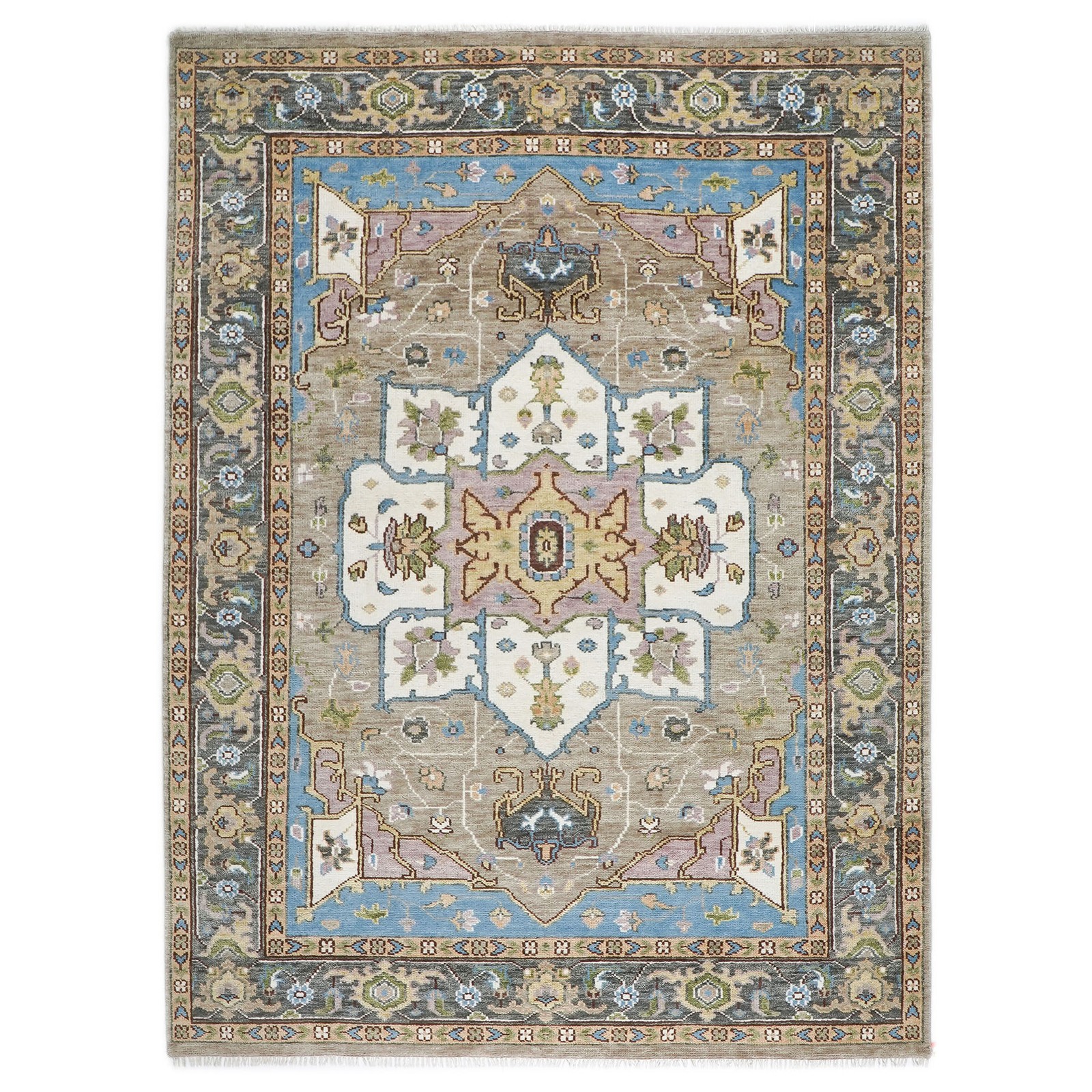 8’10”x12’3” Hand Knotted Wool Beige, Tan Oushak Tabrizz Rug