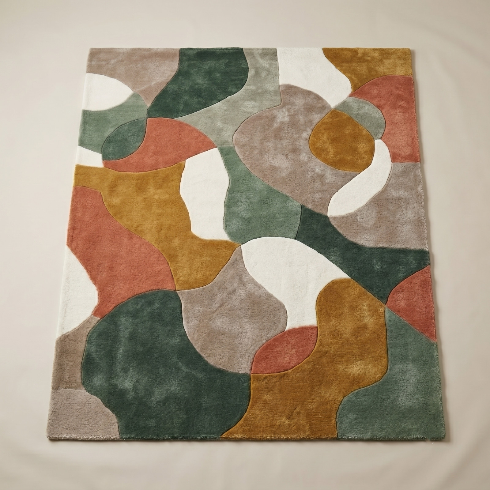 Hand Tufted Abstract Area Rug Modern Geometric Wool Rug Handmade Organic Shape