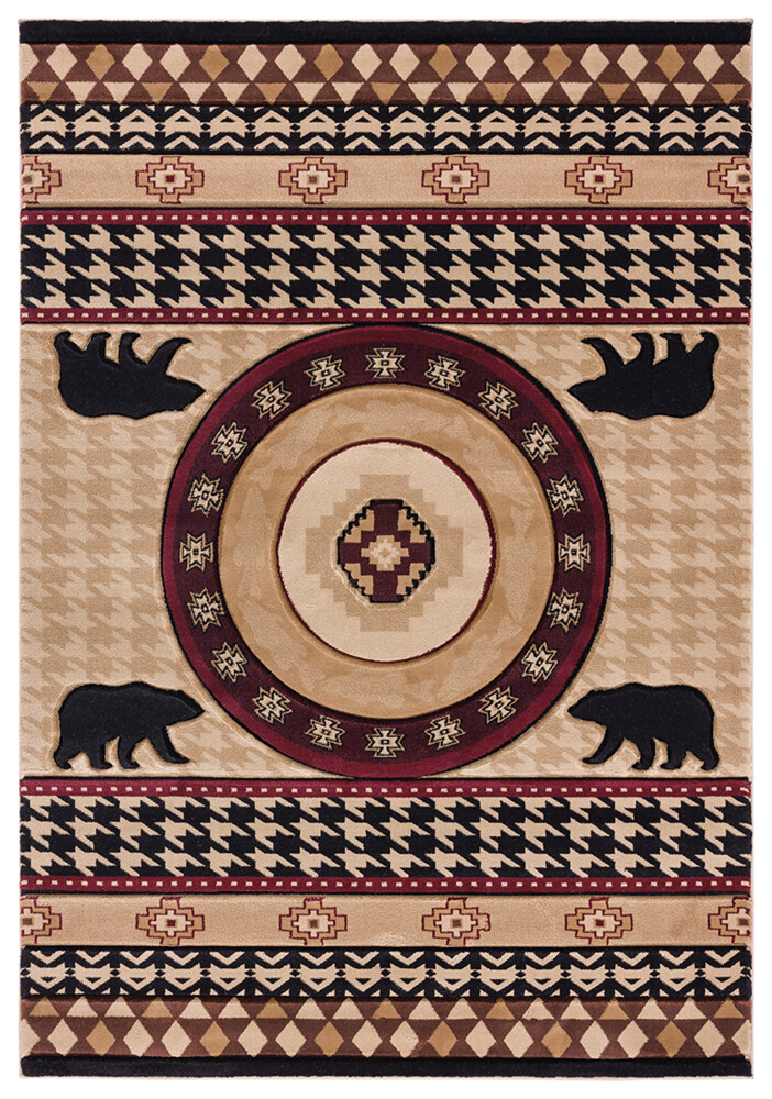 Beige Rings Bears Striped Geometric Door Mat 2055 41626 – Aprx 1′ 10″ x 2′ 8″