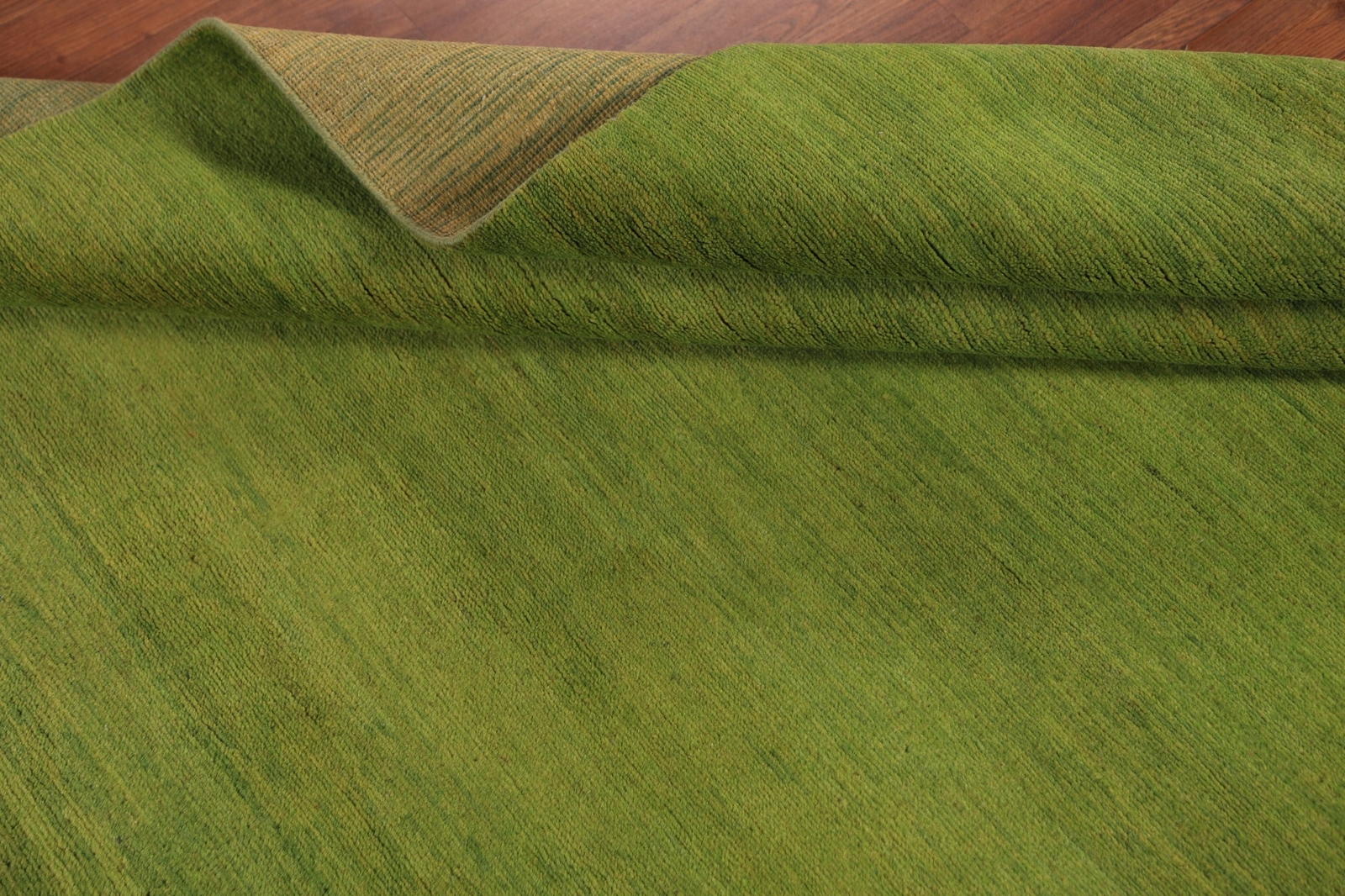 Trendy Gabbeh Solid Design Green Wool Modern Area Rug Bedroom Rug 5×6 ft