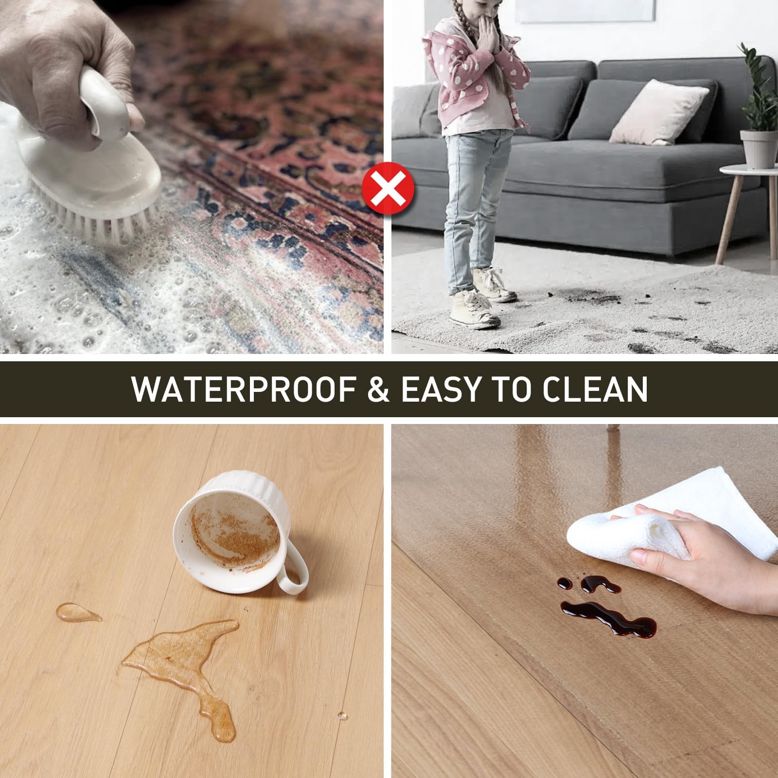 2’x20′ Vinyl Runner Rug for Hallway, Clear Waterproof Kitchen Mat for Floor, …