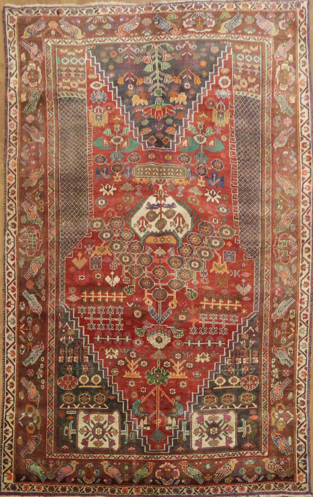 Vintage Traditional Tribal Area Rug 5×8 Wool Hand-knotted Geometric Nomad Carpet
