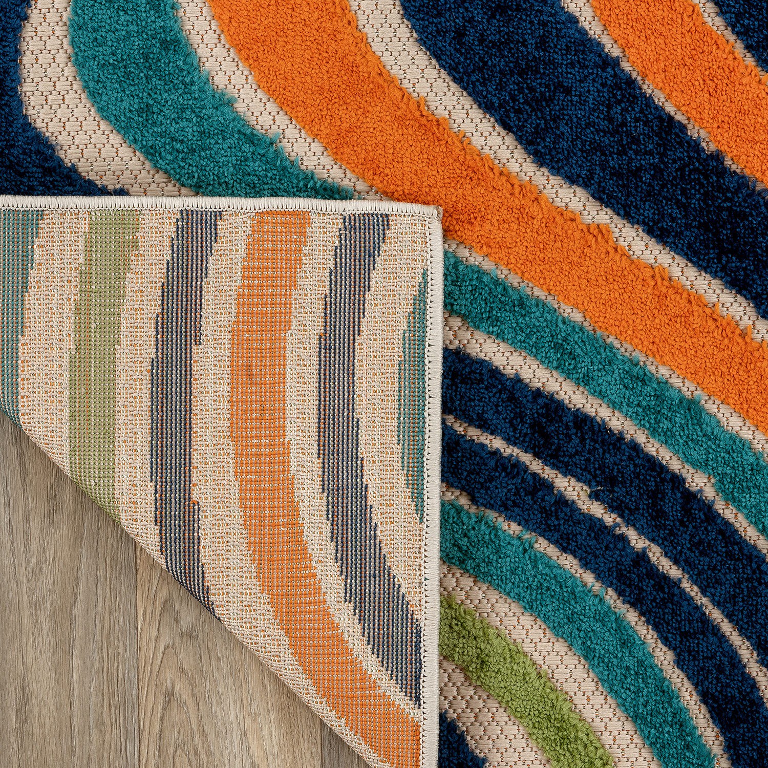 Rugshop Outdoor Rugs Modern Waves Indoor/Outdoor Carpets Washable Rugs Patio Rug