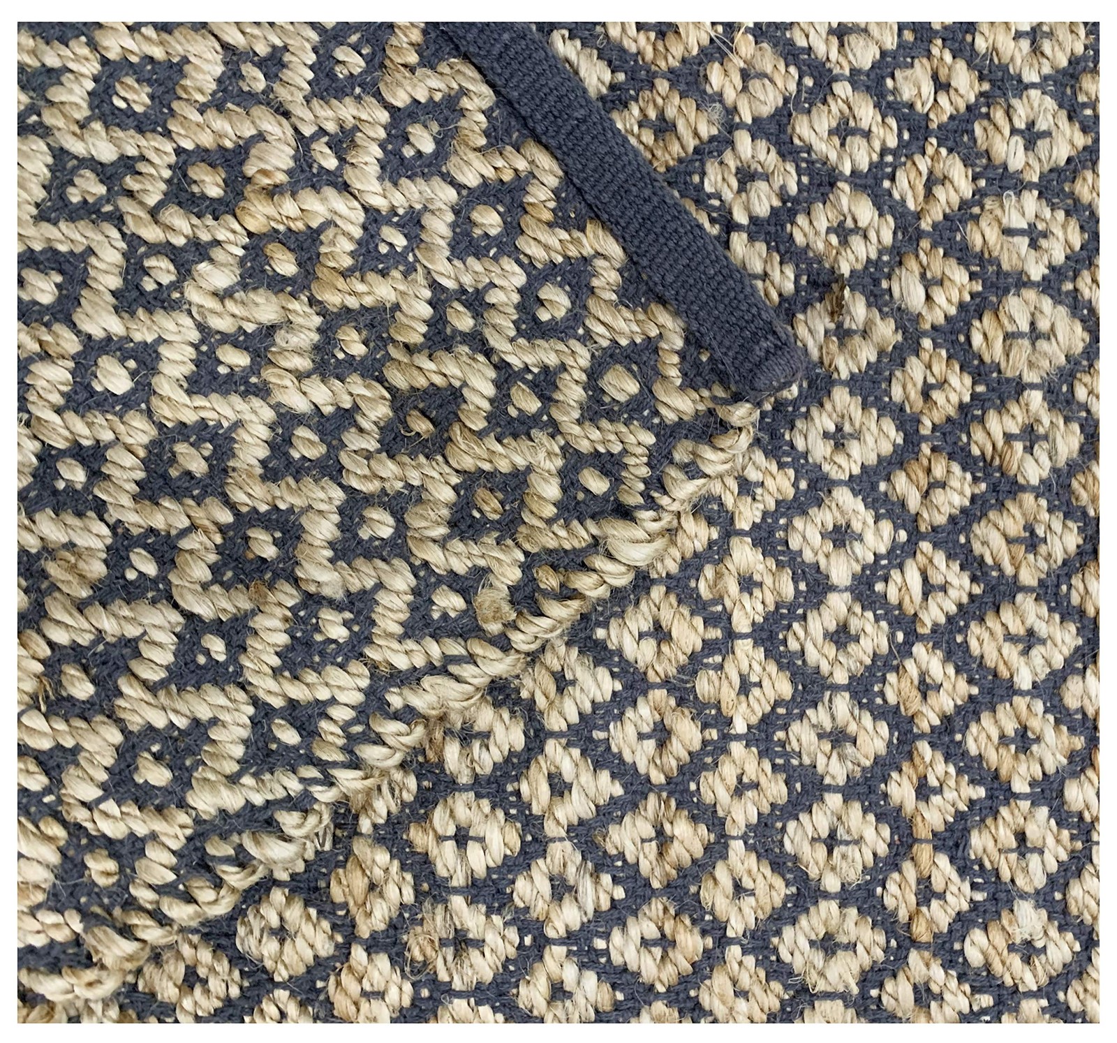 Jute Cotton Rug 24×36 Inches Natural Grey, Handwoven Small Farmhouse Diamond …