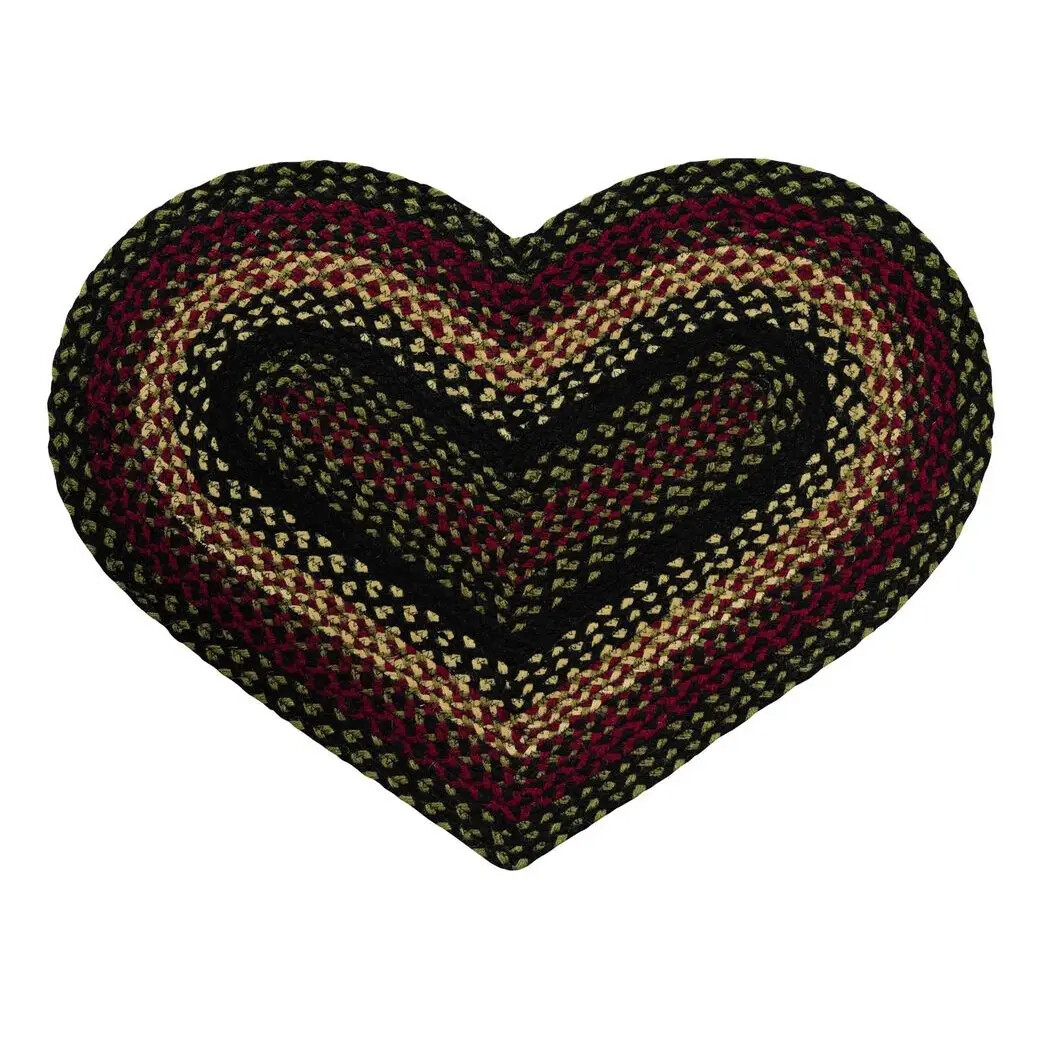 Tartan Braided Area Rug By IHF Rugs. Oval & Rectangle. Many Sizes. Black/Red