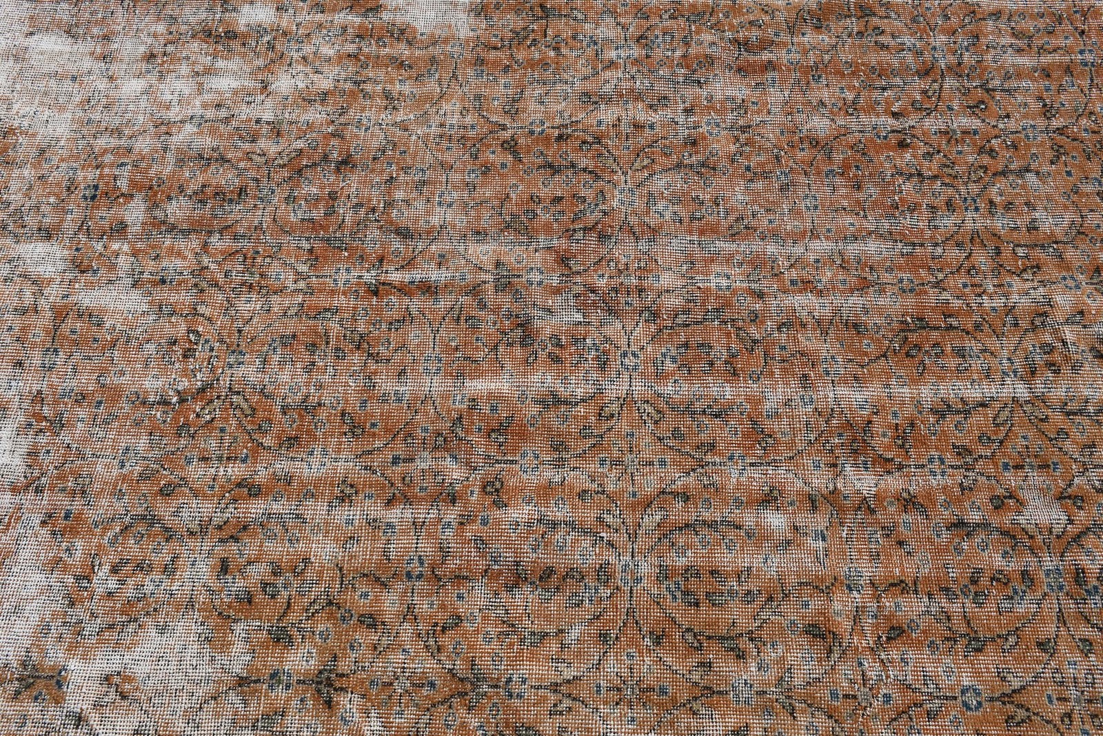 Vintage Turkish Rug, 5,3×9 ft Rug, Brown Floral Wool Rug